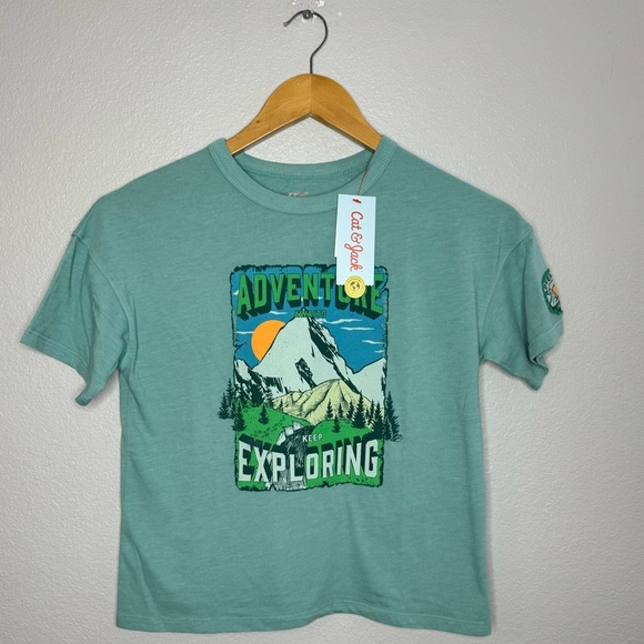 New Cat & Jack Boy Tee Color: Ocean Green Size: Black S (6/7) “Adventure - Picture 4 of 13
